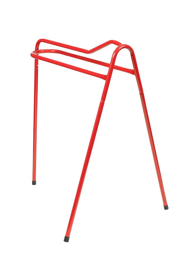 Red metal stand on a white background