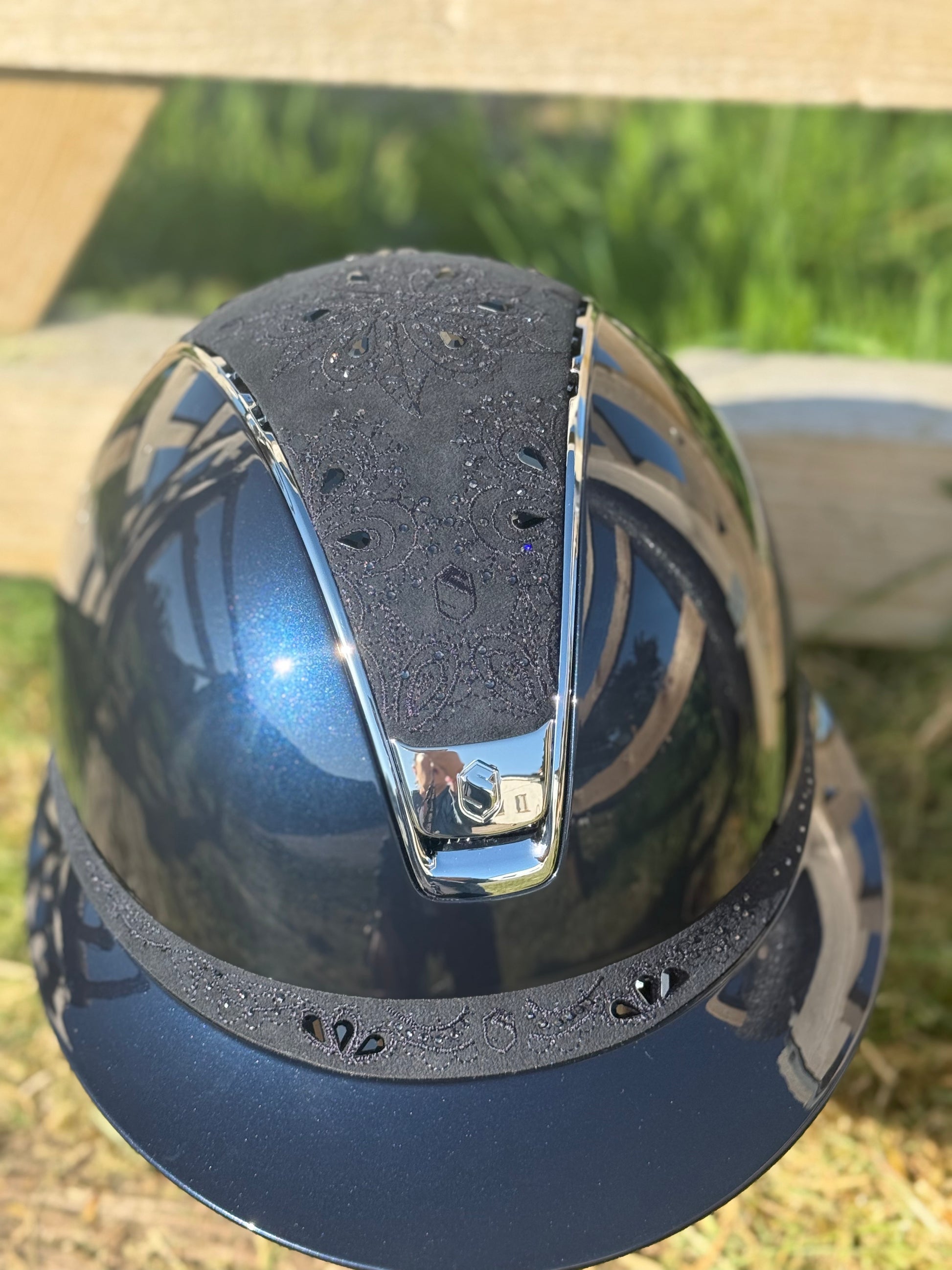 Boomerang Equestrian - Samshield Miss Shield V2 2.0 Glossy Helmet Navy Crystal Bloom