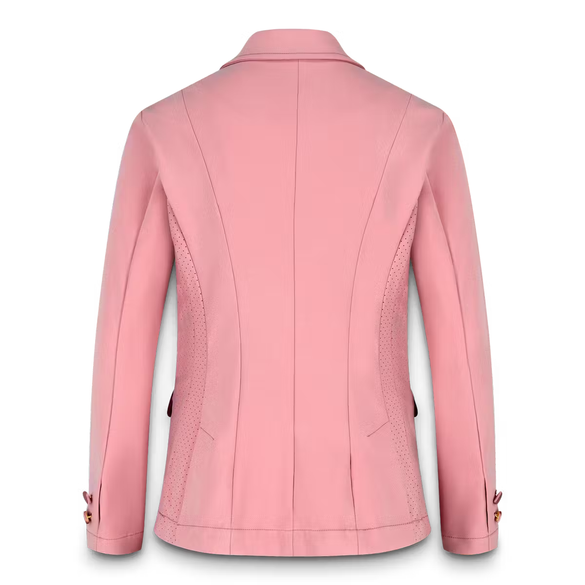 Pink equestrian competition jacket on a white background