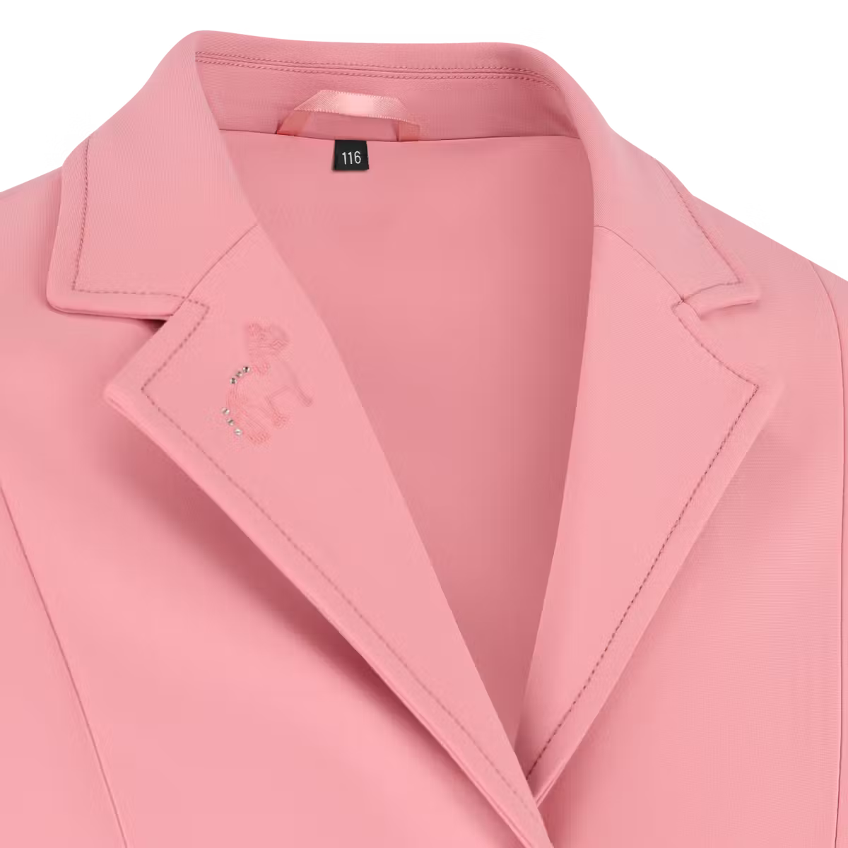 Pink equestrian competition jacket on a white background