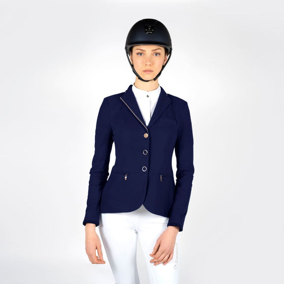 Samshield Ladies Competition Jacket Victorine Crystal Fabric Navy/Rose - Competition Jacket