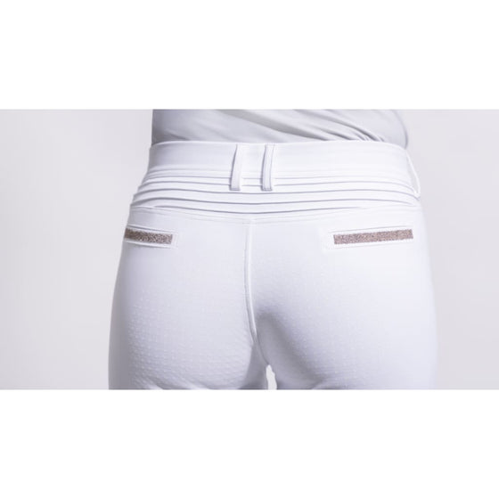 Samshield Ladies Full Seat Breeches Diane White With Rose Gold Crystals - Ladies Breeches