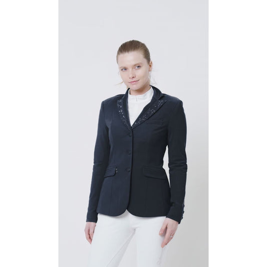 Boomerang Equestrian - Samshield Ladies Louisa Crystal Leaf Competition Jacket Navy/Tone