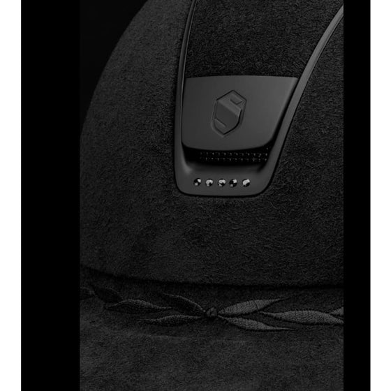Samshield Miss Shield Limited Edition Matt Collection Premium Helmet Black With Flower Embroidery Frontal Band & 5 Jet Hematite Swarowski 