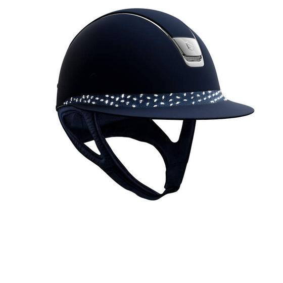 Samshield Miss Shield Navy Shadowmatt Helmet With Crystal Comet Frontal Band & Silver Trim and Blazon - L - Helmet