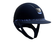  Samshield Miss Shield Navy Shadowmatt Helmet With Crystal Leaf Frontal Band Chrome Blue Trim and Black Chrome Blazon - M - Helmet