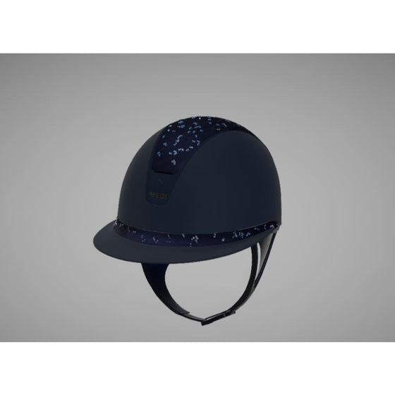 Samshield Miss Shield V2 2.0 Navy Helmet With Blue Crystal Leaf Top & Frontal Band Matt Navy Trim & Blazon - M - helmet