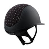 Samshield Shadowmatt V2 2.0 Helmet Black With Black Chrome Trim & Blazon And Royal Flower Swarowski Top - M - Helmet