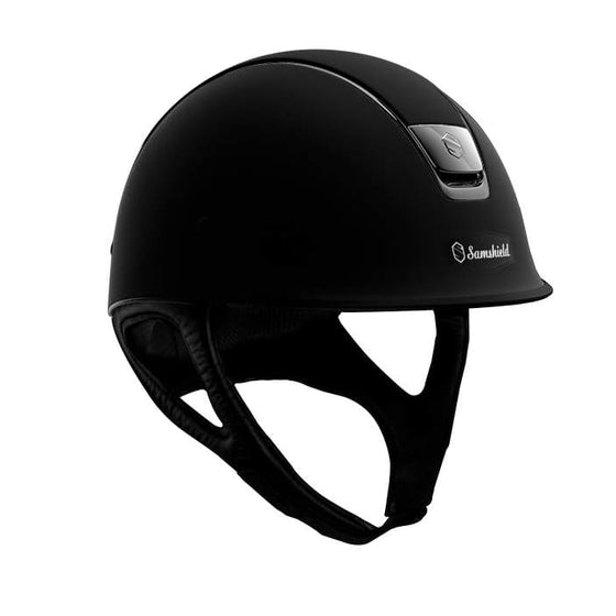 Samshield Shadowrace Black Matt Helmet With Black Chrome Trim & Blazon - Riding Hat