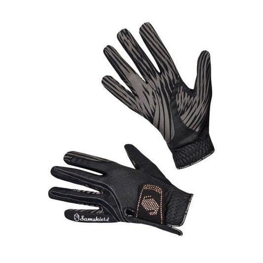 Boomerang Equestrian - Samshield V-Skin Swarowski Gloves Black/Rose Gold Crystals