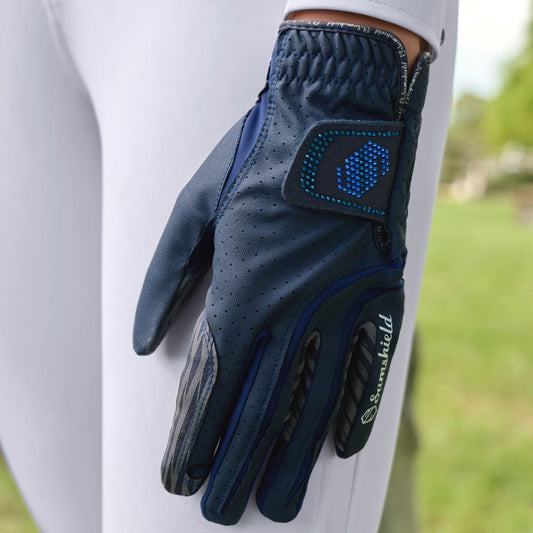 Boomerang Equestrian - Samshield V-Skin Swarowski Gloves Navy/Navy Crystals