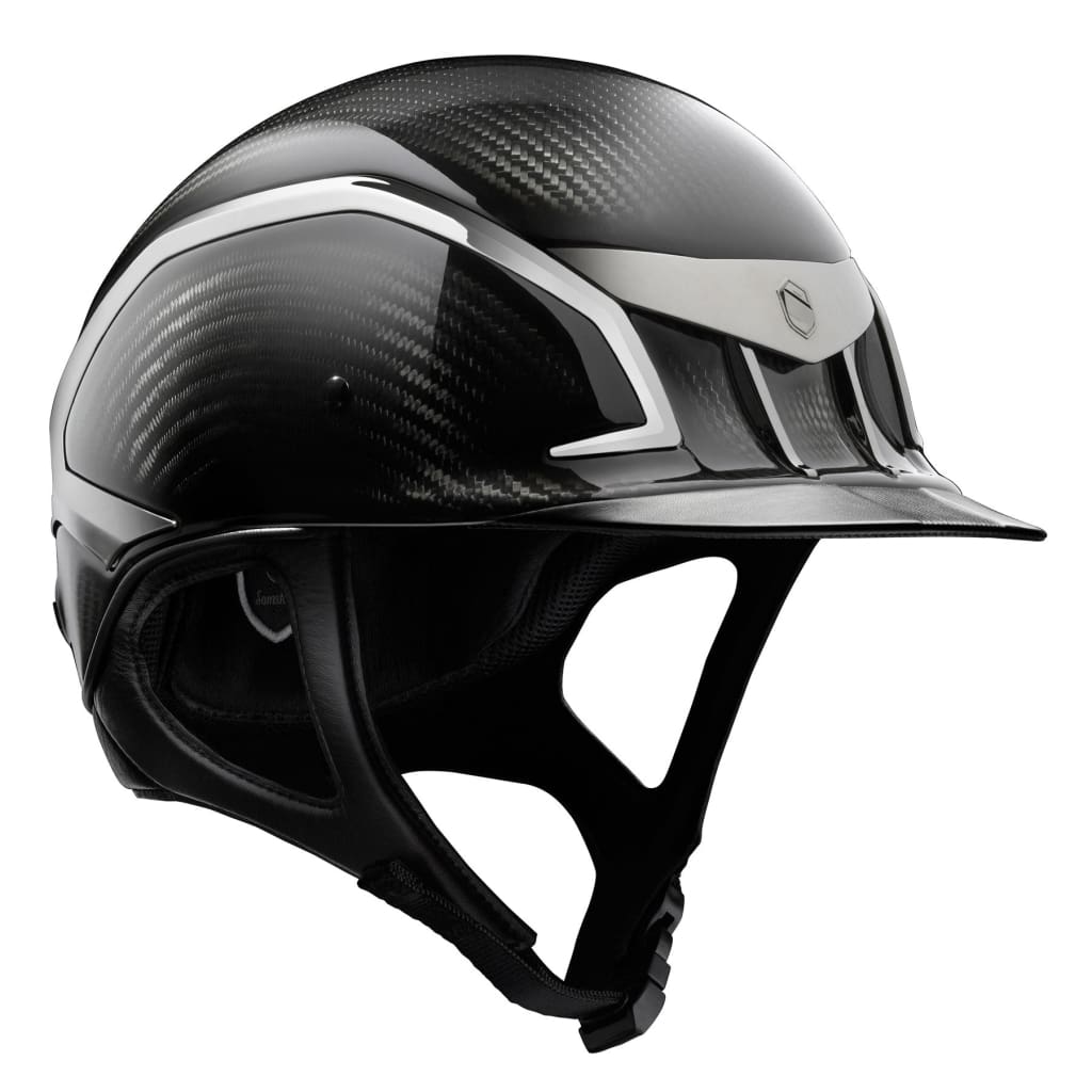 Boomerang Equestrian - Samshield XJ Helmet Glossy Black With Chrome Black Trim & Blazon