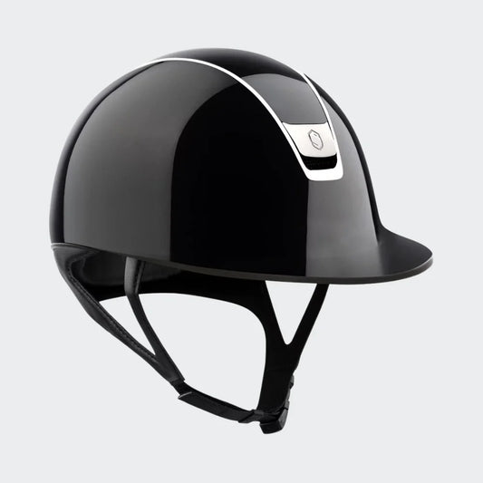 Black glossy helmet on a white background 