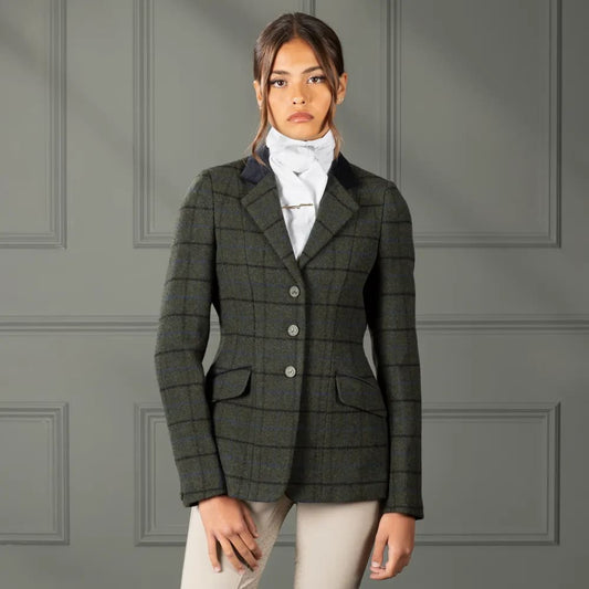 Boomerang Equestrian - Shires Aubrion Ladies Saratoga Tweed Jacket Dark Green Check