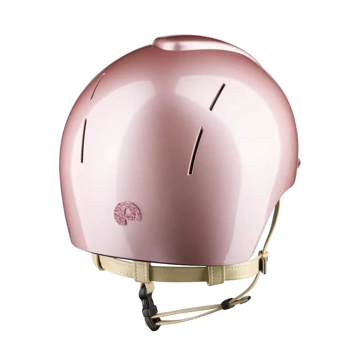 Pink helmet with crystals on a white background