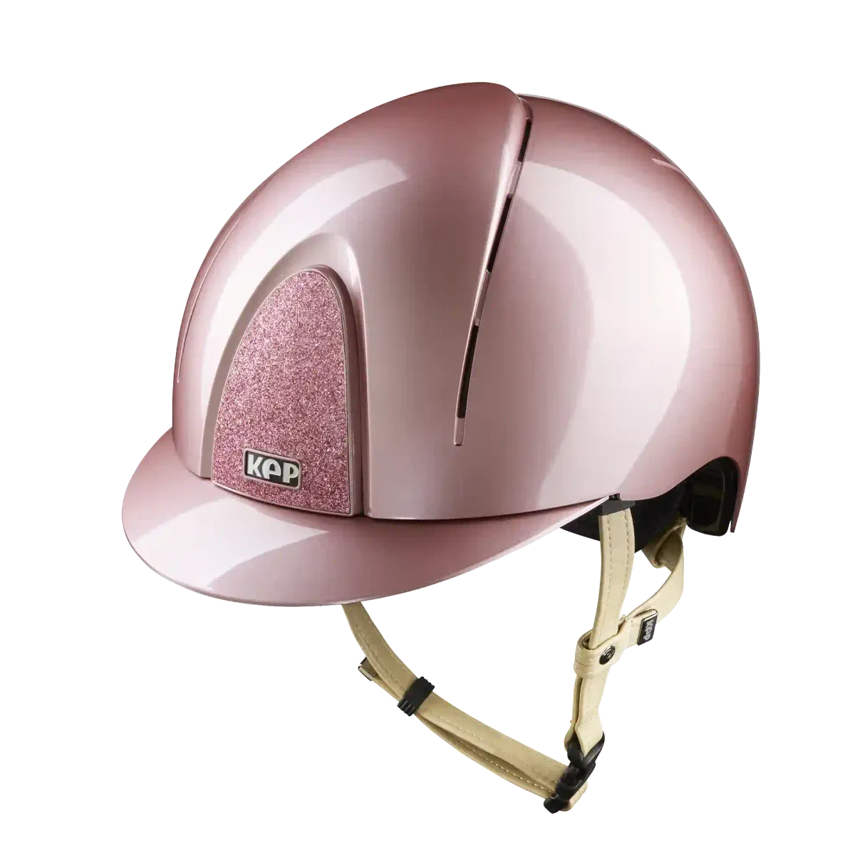 Pink helmet with crystals on a white background