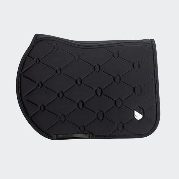 Black Samshield saddle pad on a white background