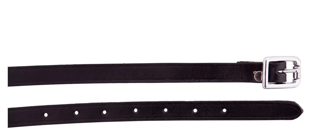 Black spur straps on a white background