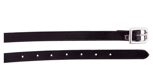 Black spur straps on a white background