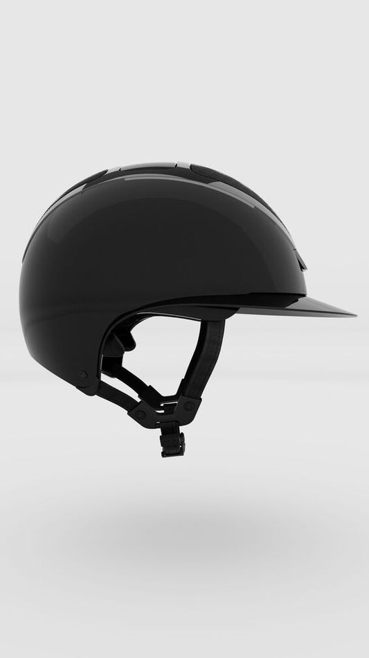 Black helmet on a light gray background