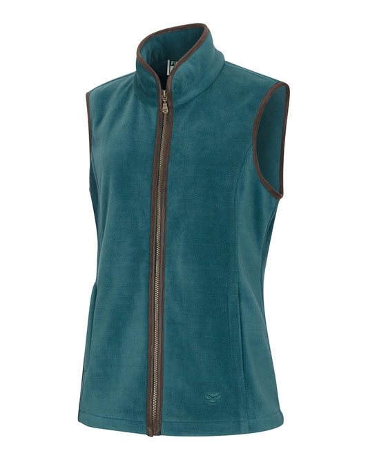 Teal fleece gilet on a white background