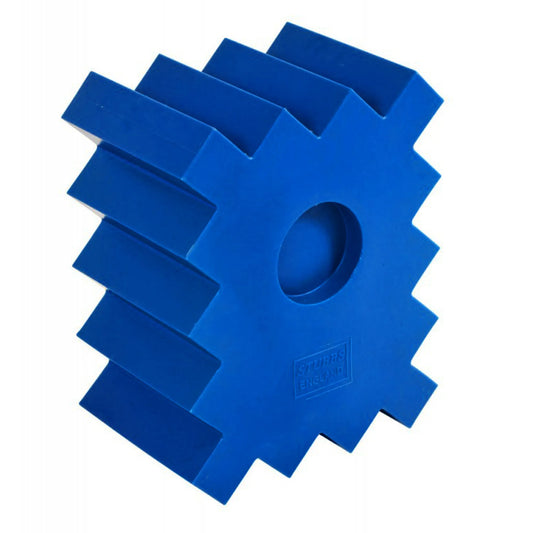 Blue plastic jump block on a white background
