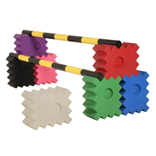 Colorful plastic jump blocks on a white background