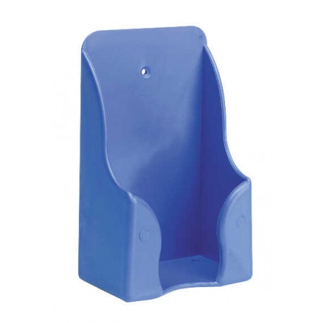 Blue plastic salt block holder on a white background