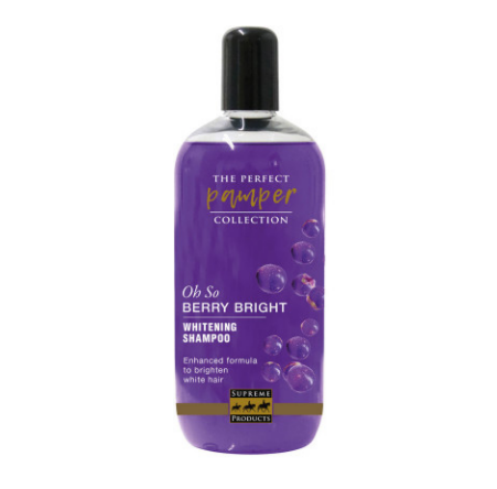 purple whitening shampoo on a white background