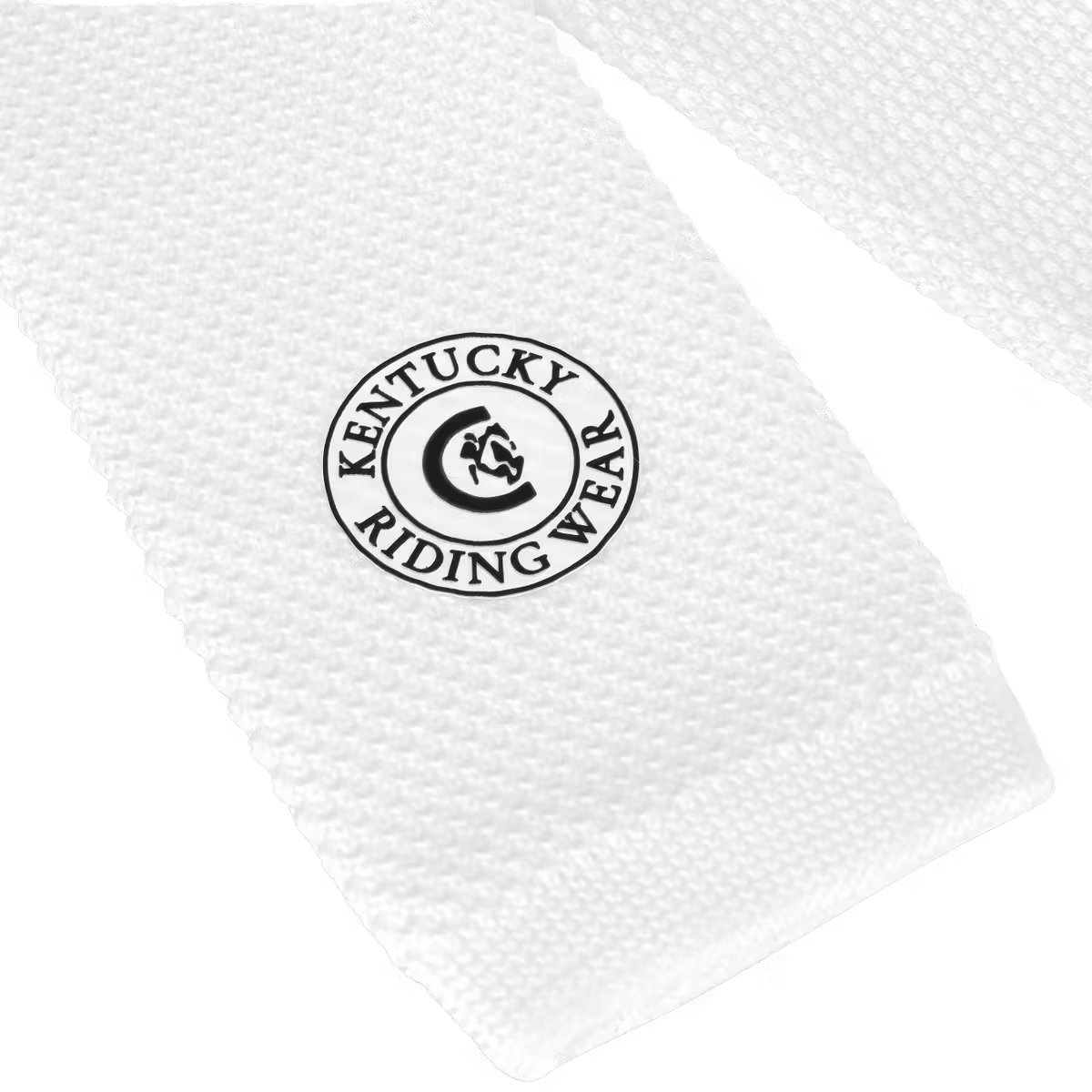 White tie with 'Kentucky Riding Wear' logo on a black background