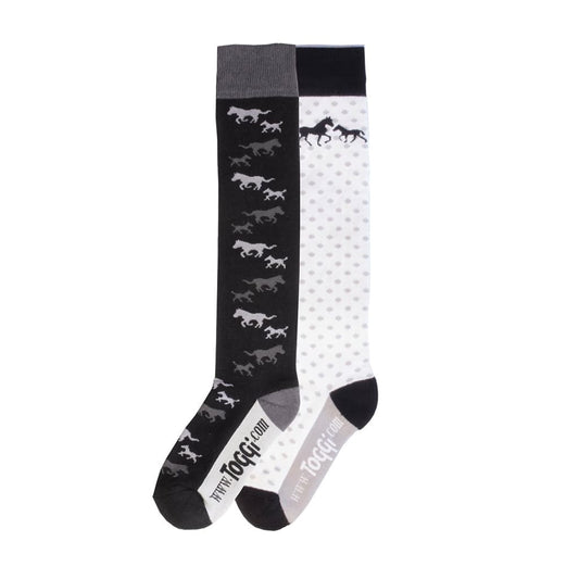 Boomerang Equestrian - Toggi Ladies Foal & Mother Competition Socks 2 pack White/Black