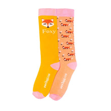  Toggi Ladies Foxy Socks 2 pack Mustard/Peach - UK 4-8