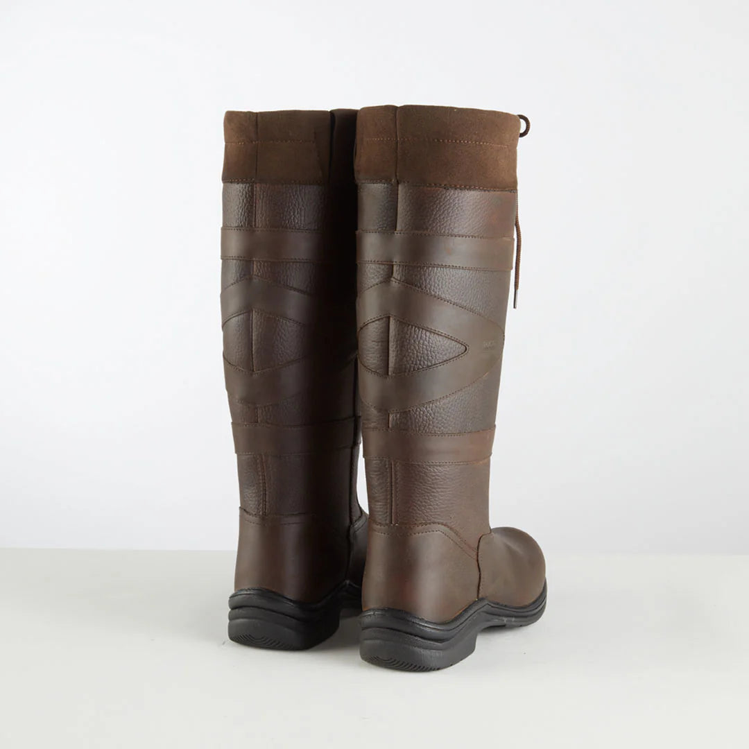 Pair of brown country boots on a white background
