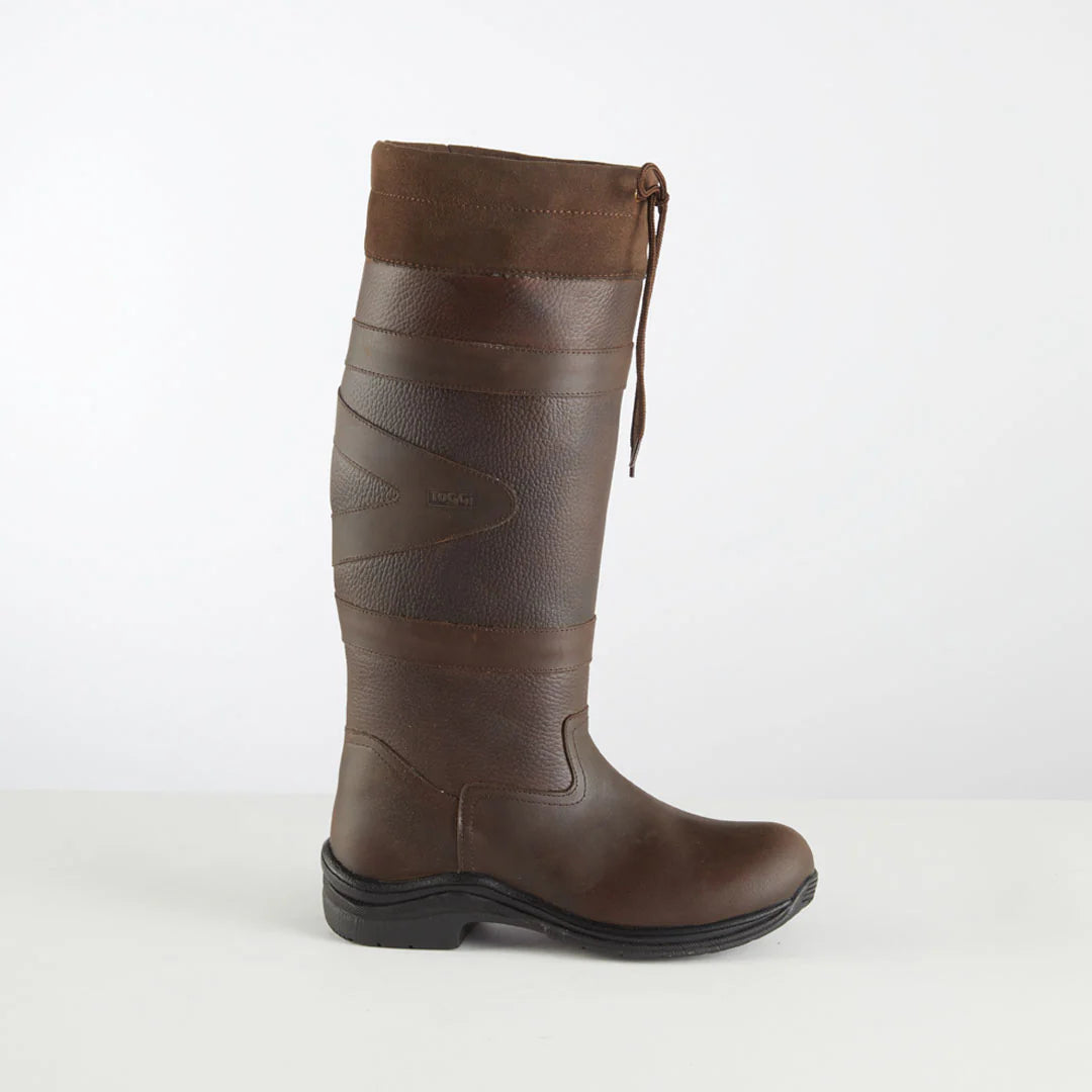 Brown country boot on a white background