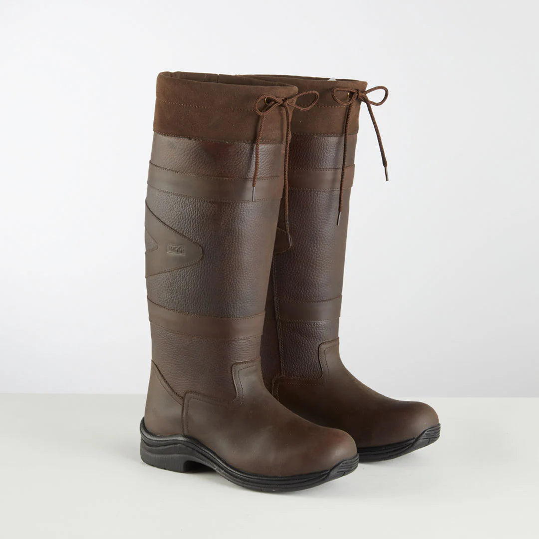 Pair of brown country boots on a white background