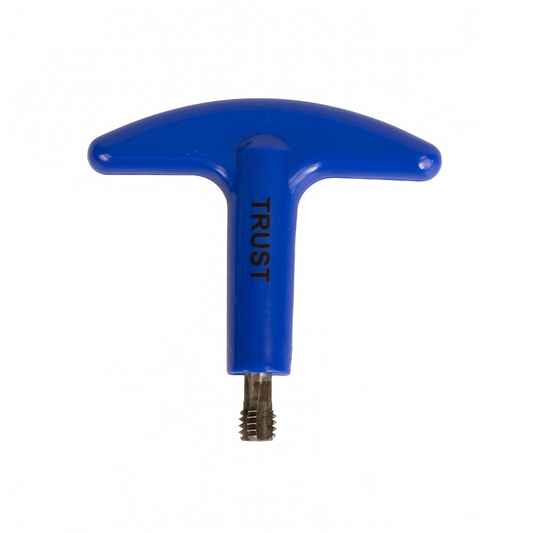 Blue T-shaped tool with 'TRUST' branding on a white background