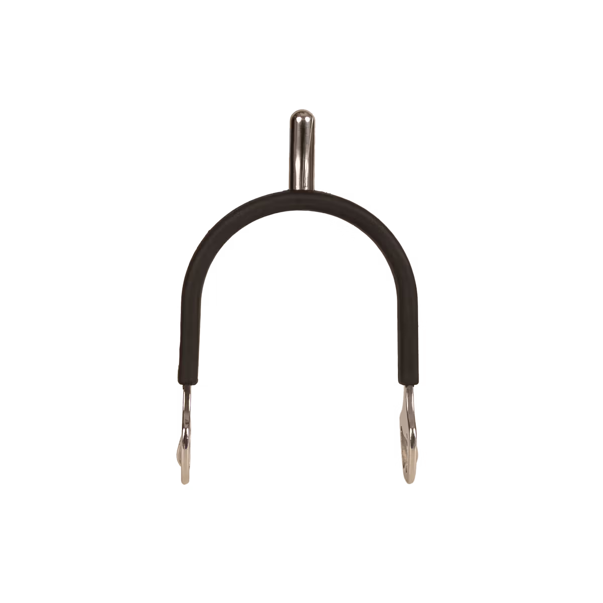 Metal spur with black rubber on a white background