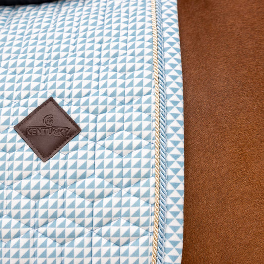 Kentucky Saddle Pad Velvet Flags Printing Light Blue