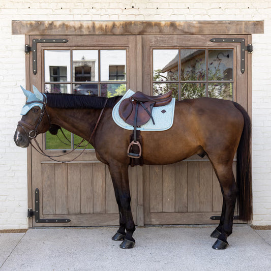 Kentucky Saddle Pad Velvet Flags Printing Light Blue