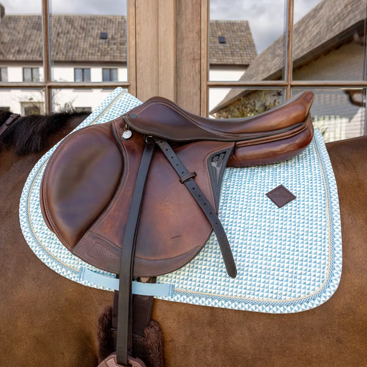 Kentucky Saddle Pad Velvet Flags Printing Light Blue