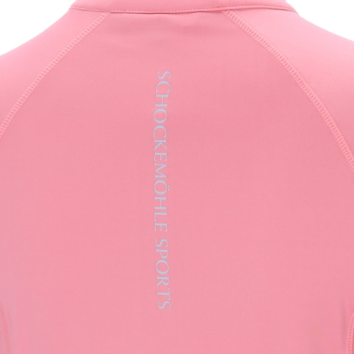 Pink baselayer back with Schockemohle writing on a white background