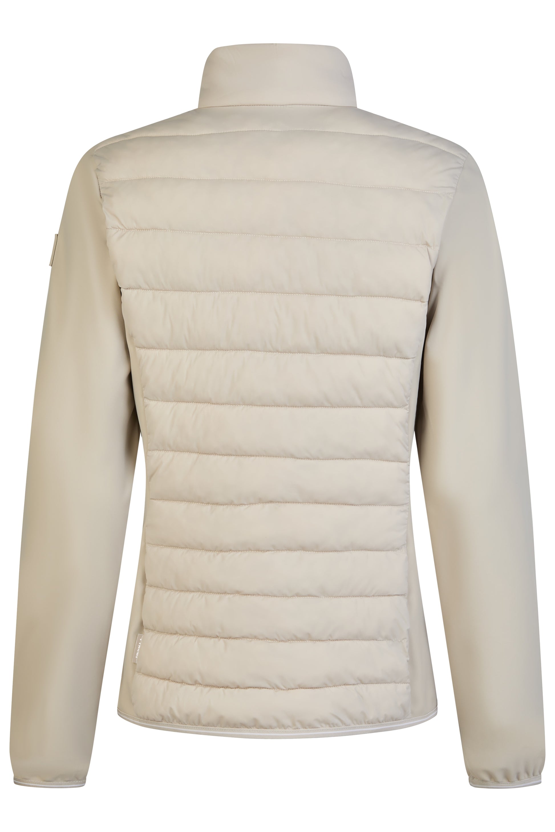 Beige puffer jacket on a white background