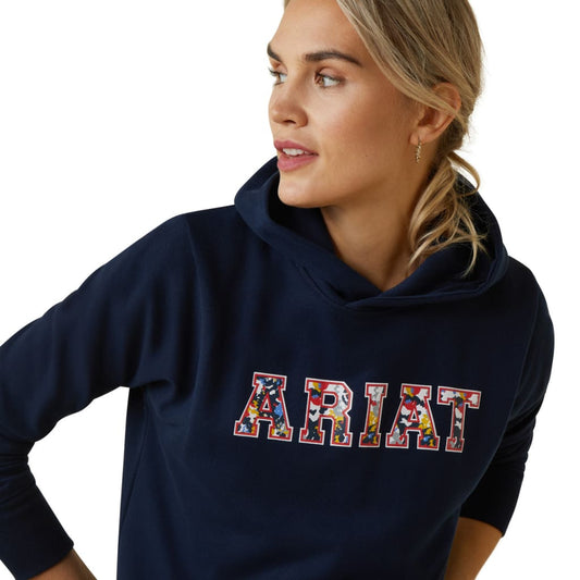 Ariat Ladies 3D Logo 2.0 Hoodie Navy/Red - Hoodie