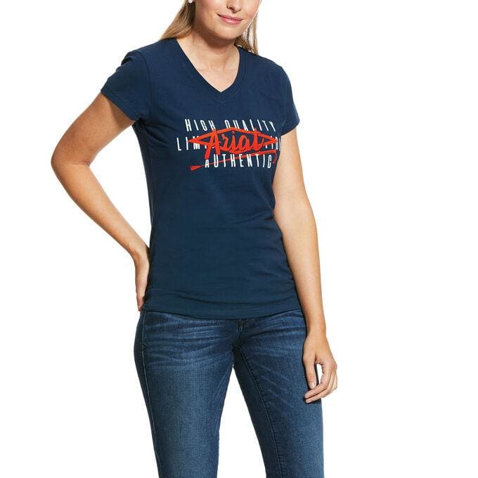 Ariat Ladies Crop Logo T Shirt Deep Petroleum - Ladies T Shirt