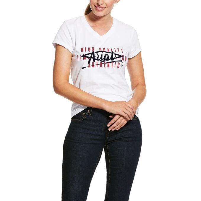 Ariat Ladies Crop Logo T Shirt White - Ladies T Shirt