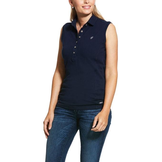 Ariat Ladies Sleeveless Prix Polo Navy - Polo Shirt