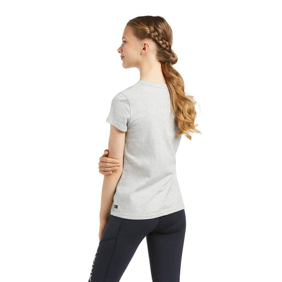 Ariat Youth Vertical Logo Short Sleeved T Shirt Heather Grey - Junior T Shirt