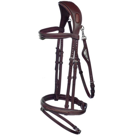 Equiline Anatomical JP Bridle With Removable Flash Noseband NB450 Brown - Bridle