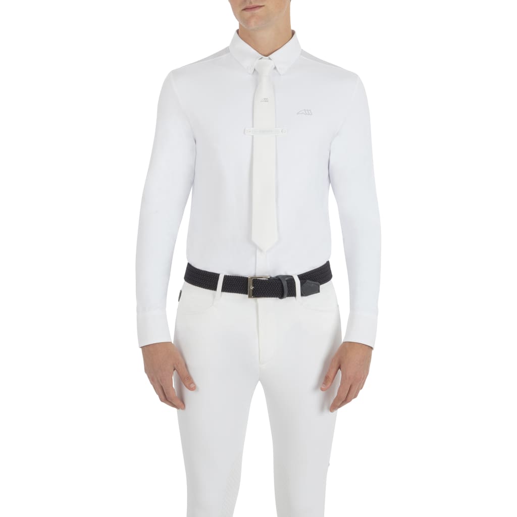 Equiline Men’s Long Sleeved Competition Shirt Emmete White - Competition Shirt