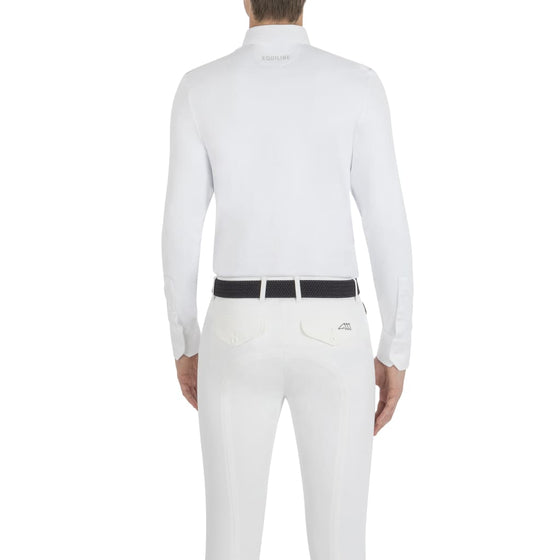 Equiline Men’s Long Sleeved Competition Shirt Emmete White - Competition Shirt